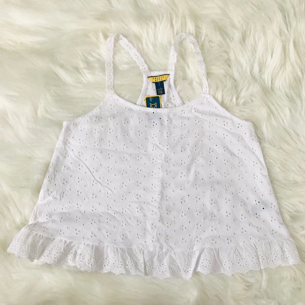 Prince & Fox White Eyelet Crop Tank Top